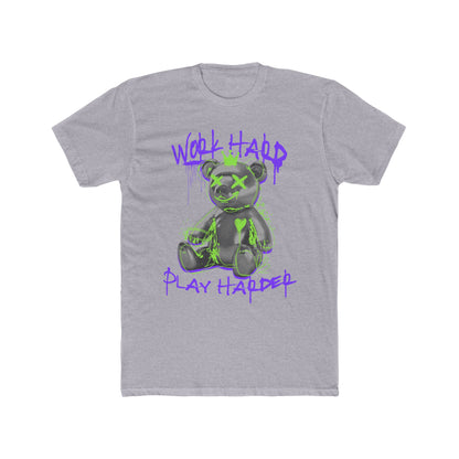 QUOTABLE "WORK HARD PLAY HARDER" Men's Cotton Crew Tee