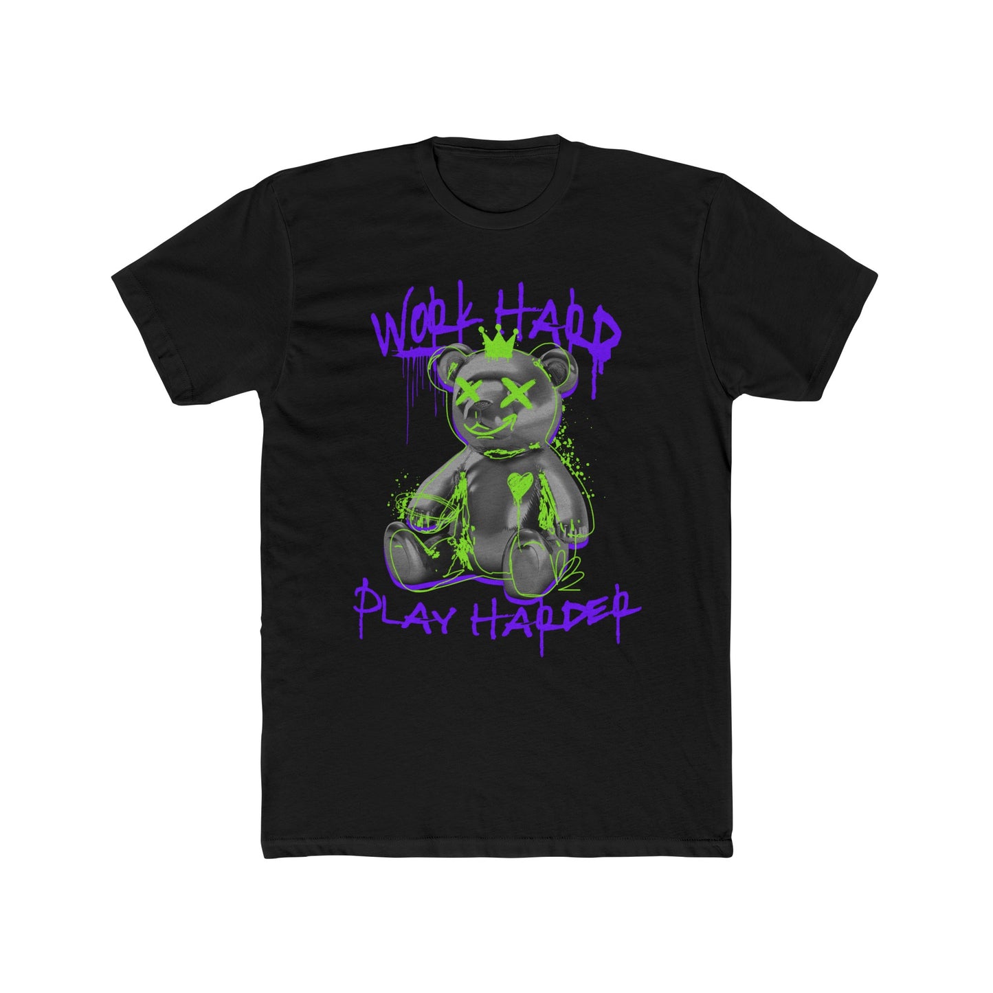 QUOTABLE "WORK HARD PLAY HARDER" Men's Cotton Crew Tee