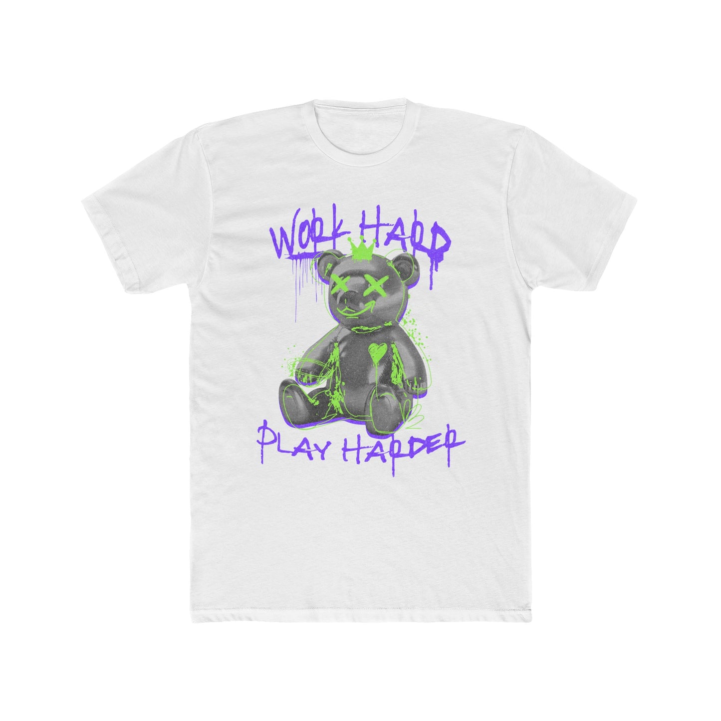 QUOTABLE "WORK HARD PLAY HARDER" Men's Cotton Crew Tee