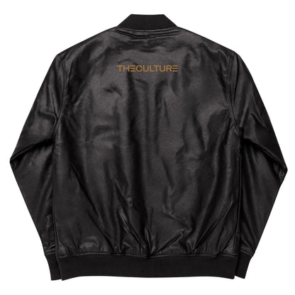 "LOGOTYPE" V1 Embroidery Leather Bomber Jacket