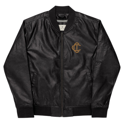 "LOGOTYPE" V1 Embroidery Leather Bomber Jacket